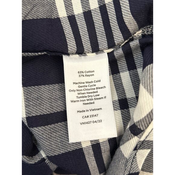 Talbots Plus 3X Navy White Plaid Button Down Shirt New Englander Coastal Chic - Picture 6 of 6